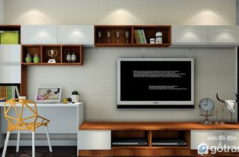 những mẫu kệ tivi kết hợp bàn làm việc