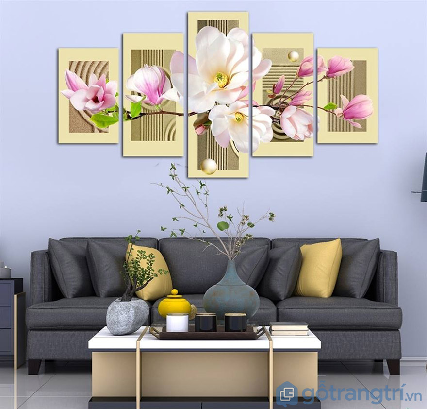 LÊN Ý TƯỞNG "CỰC ĐỘC" DÙNG TRANH TRANG TRÍ PHÒNG KHÁCH ĐẸP HÚT ÁNH NHÌN — GỖ TRANG TRÍ SÁNG TẠO PHÒNG KHÁCH VỚI TRANH BỘ NGHỆ THUẬT VỀ HOA
