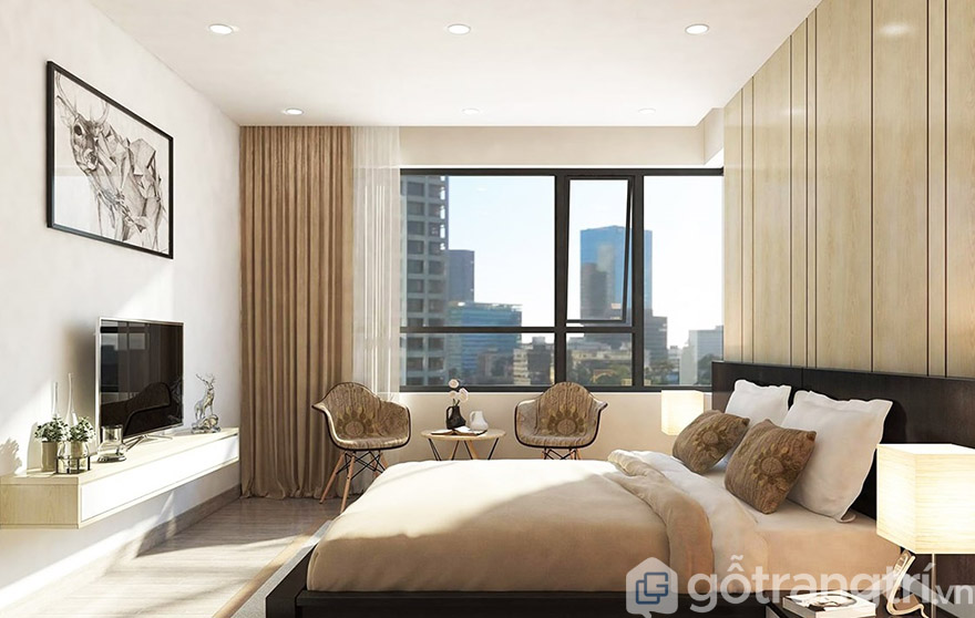 Ánh sáng cũng đóng góp một phần quan trọng trong bài trí phòng ngủ