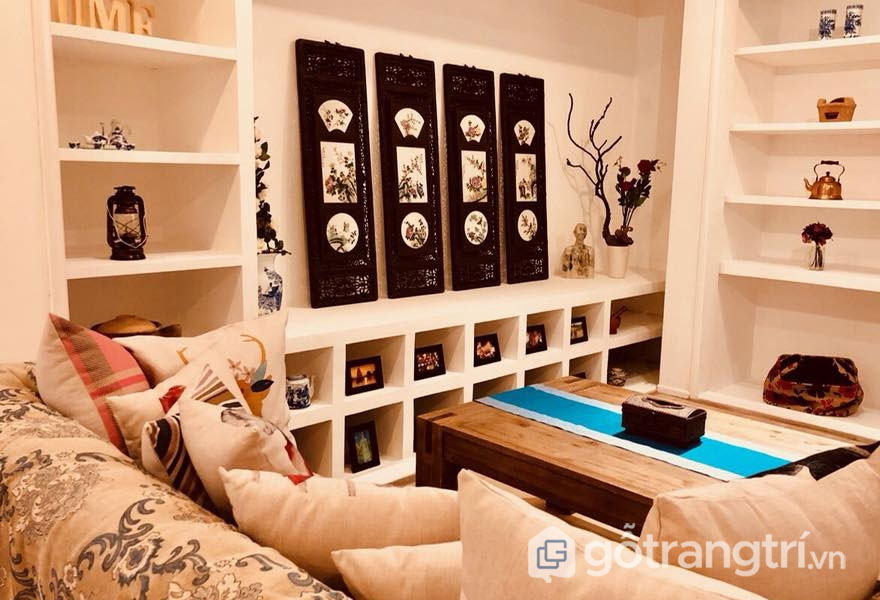 Ngăn kệ đựng đồ trang trí ngăn nắp, gọn gàng (Ảnh: Internet)