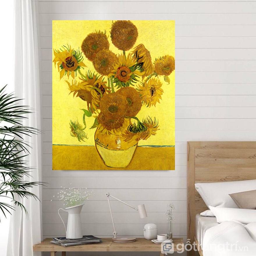 Tranh Canvas hoa hướng dương với màu vàng mang sự tươi mới cho không gian.