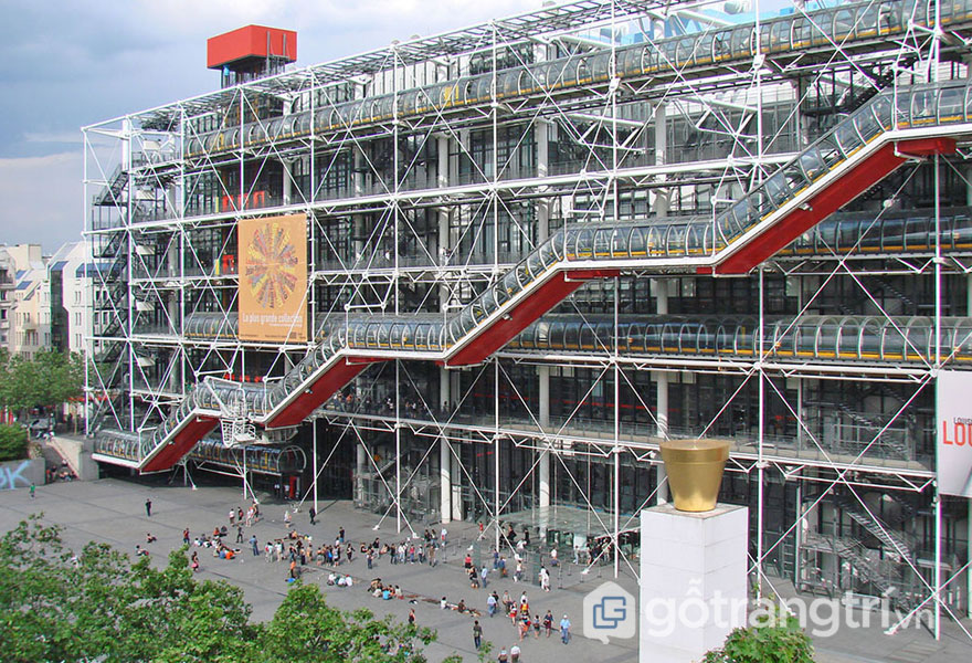 Trung tâm văn hóa Pompidou (Pháp) đưa công nghệ Hitech vào trong thiết kế (Ảnh: Internet)