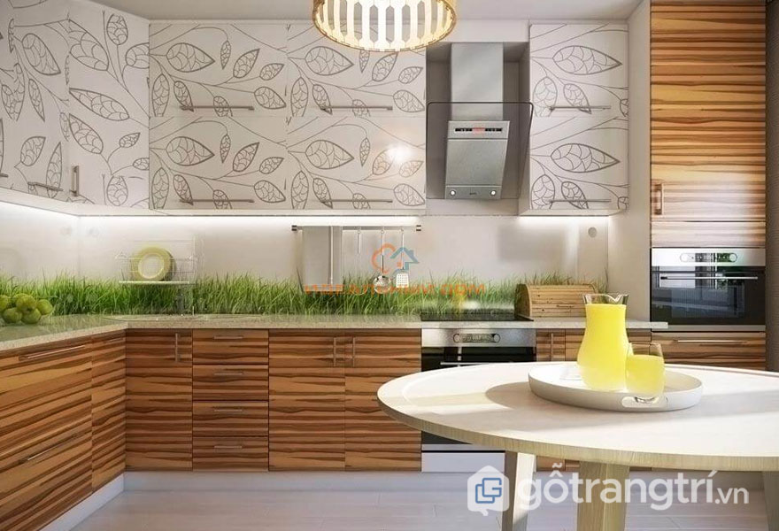 Phong cách eco trong nội thất của căn bếp luôn được bài trí trang nhã với sự xuất hiện của những cỏ cây, hoa lá xanh mát (Ảnh: Internet)