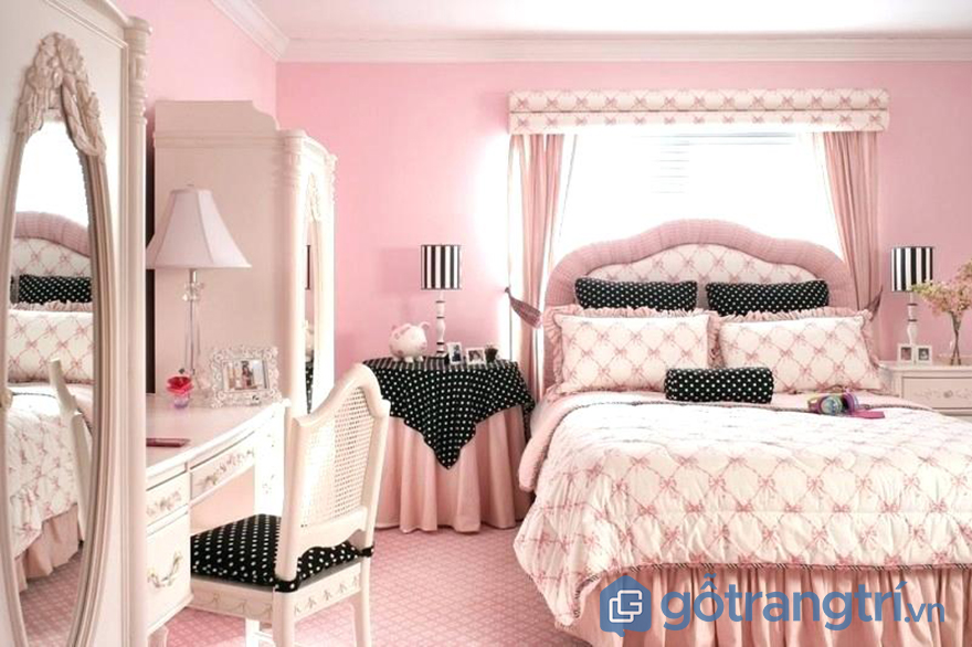 Sơn phòng ngủ màu hồng lôi cuốn