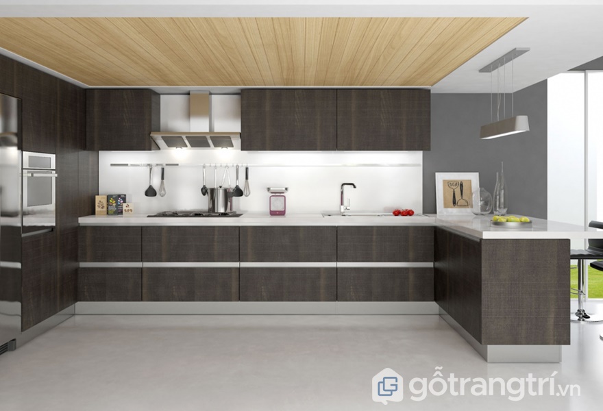 Tủ bếp gỗ acrylic metallic - ảnh internet