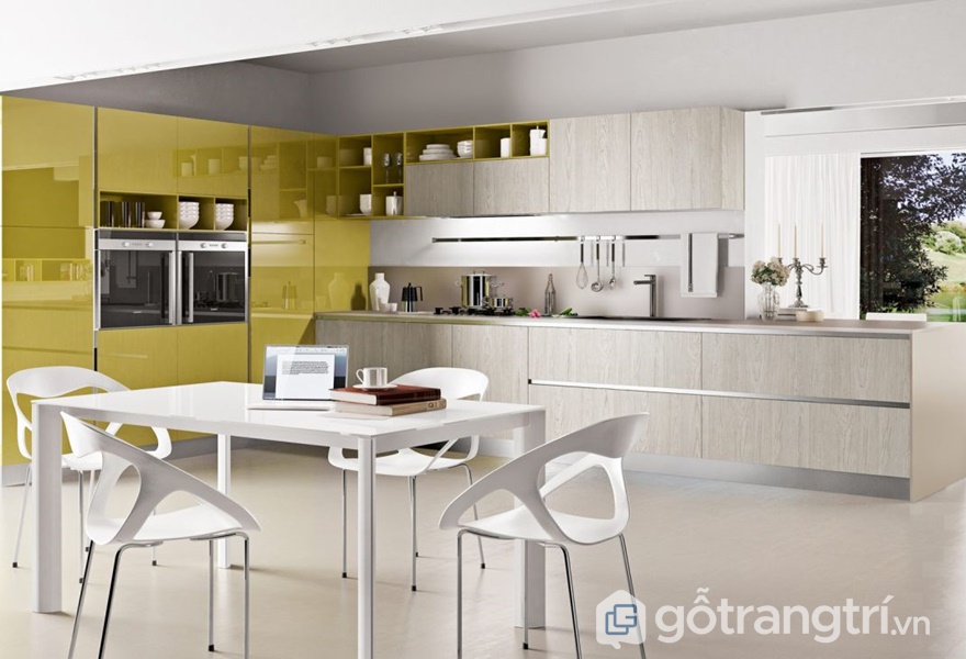 Tủ bếp gỗ acrylic metallic - ảnh internet