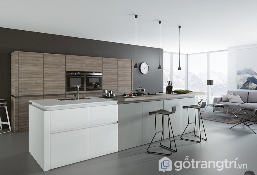 Tủ bếp gỗ acrylic metallic - ảnh internet