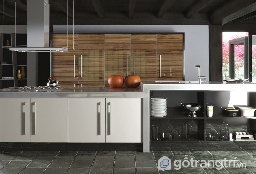 Tủ bếp gỗ acrylic metallic - ảnh internet