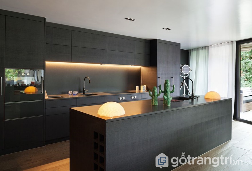 Tủ bếp gỗ acrylic metallic - ảnh internet