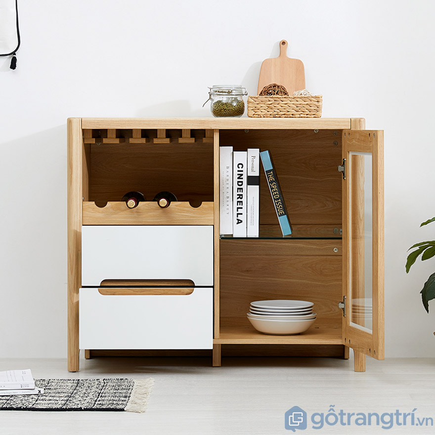 Tủ đựng rượu gỗ sồi tự nhiên thiết kế hiện đại GHS-5705