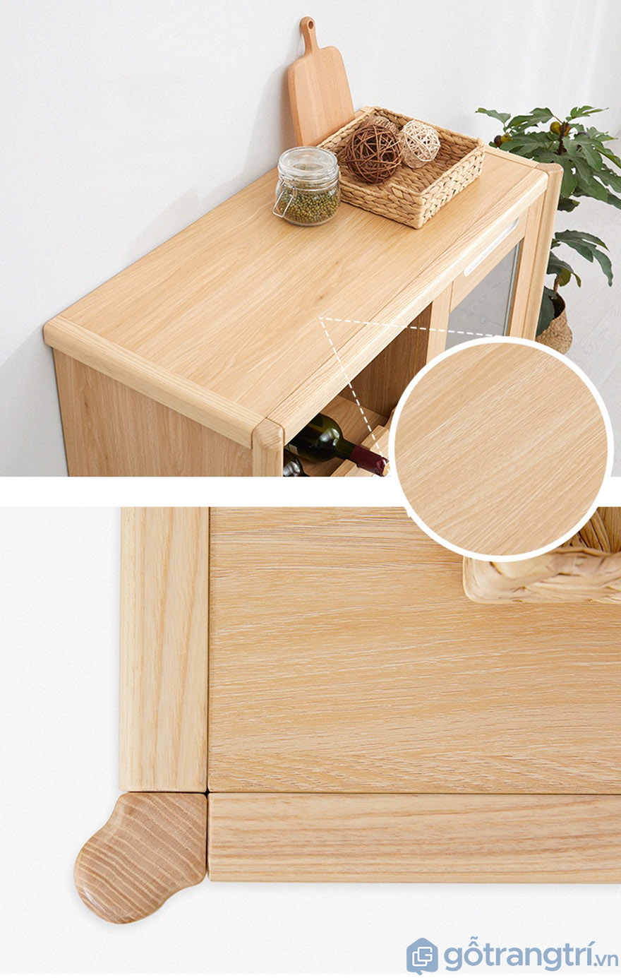 Chất liệu gỗ sồi tự nhiên, có độ bền cao.