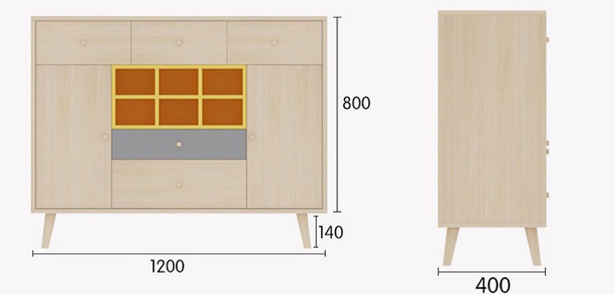 Chi tiết kích thước của tủ rượu gỗ công nghiệp nhỏ gọn tiện lợi GHS-5700