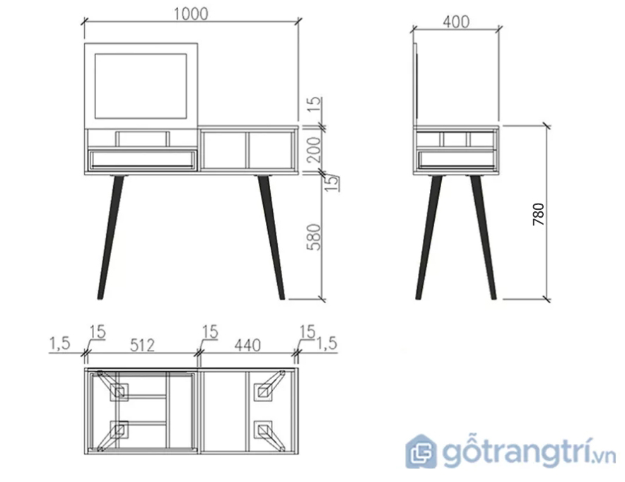 Bàn trang điểm cá nhân phong cách hiện đại GHS-4627