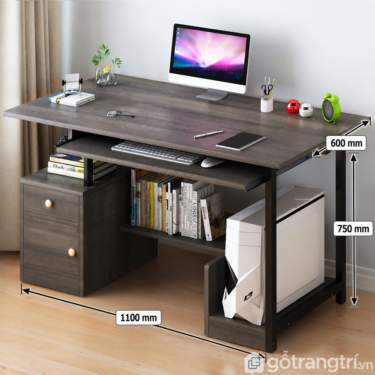Bàn làm việc bằng gỗ công nghiệp hiện đại GHS-4831