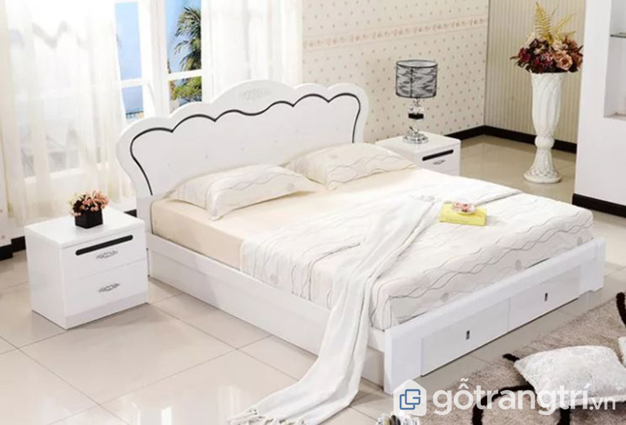 giường gỗ công nghiệp trắng giường gỗ công nghiệp