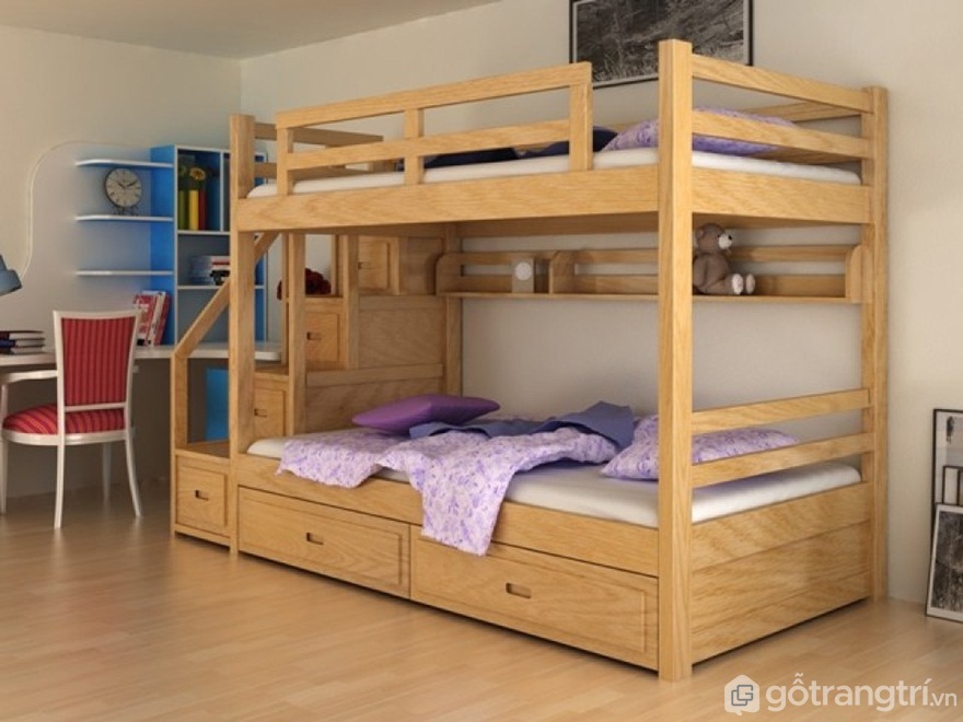 Mẫu 02: Bộ giường tầng gỗ tự nhiên cho người lớn - Ảnh: Internet