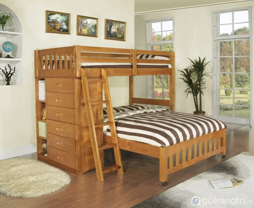 Mẫu 01: Bộ giường tầng gỗ tự nhiên cho người lớn - Ảnh: Internet