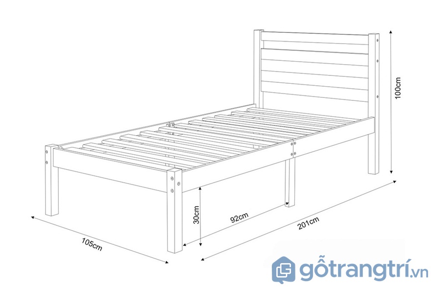 Kích thước giường ngủ: Giường đơn - Ảnh: Internet