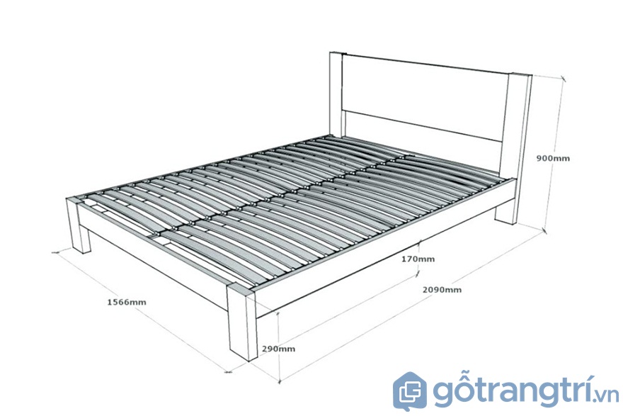 Kích thước giường ngủ: Giường đôi - Ảnh: Internet
