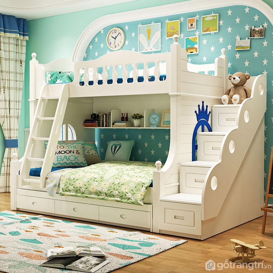Giường tầng trẻ em với họa tiết trang trí bắt mắt - Ảnh: Internet