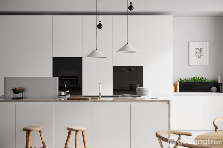 Mẫu 06: Những gian bếp tối giản được kết hợp với màu trắng – đen sẽ mang đến không gian sống hiện đại - Ảnh: Internet Mẫu 06: Những gian bếp tối giản được kết hợp với màu trắng – đen sẽ mang đến không gian sống hiện đại - Ảnh: Internet