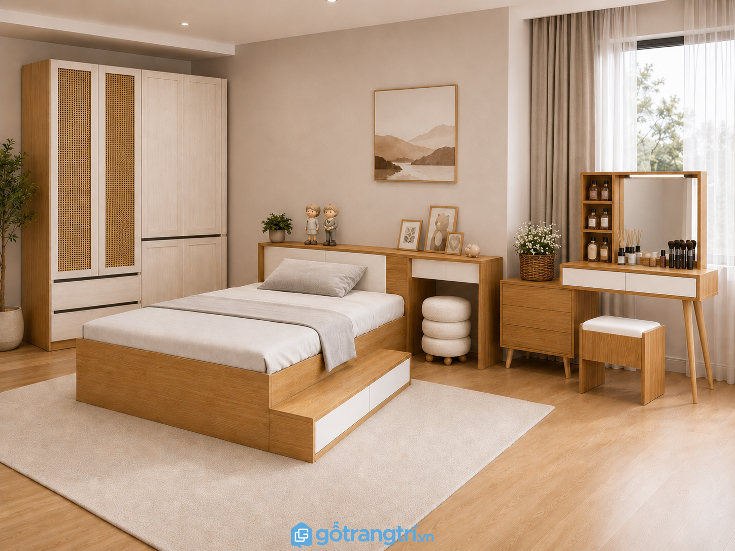 Bàn trang điểm hiện đại thiết kế đa năng GHS-4865