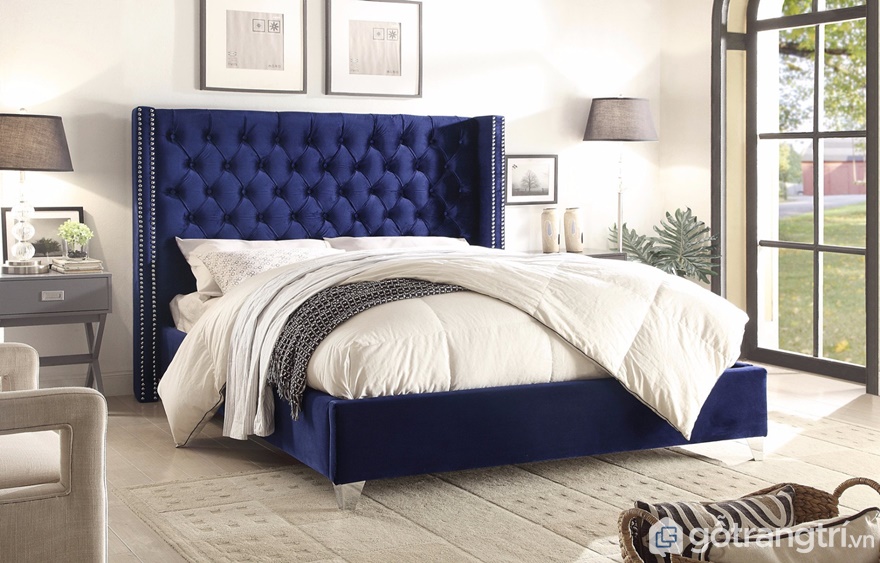 Giường ngủ màu xanh luôn mang đến cái nhìn thoáng đãng cho người xem - Ảnh: Internet