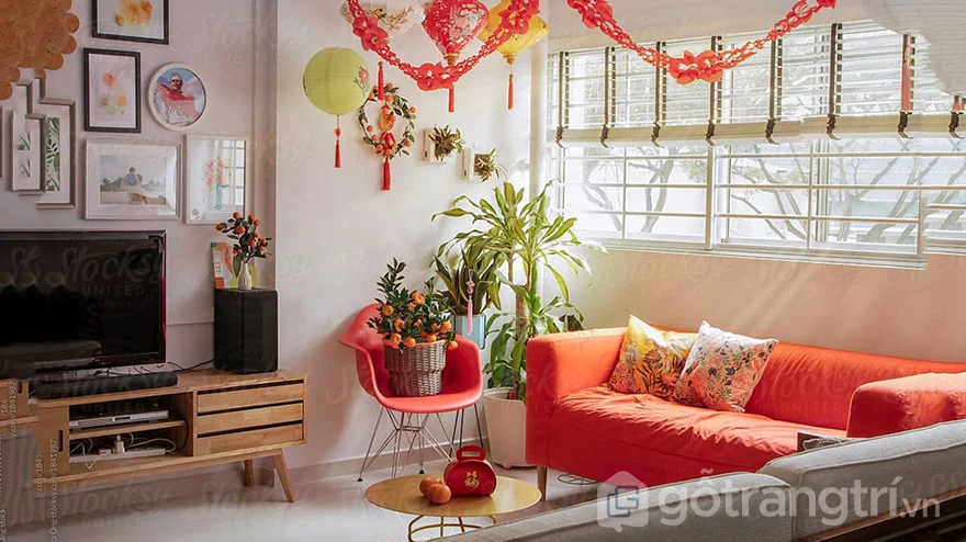 Bí quyết trang trí nhà ngày Tết cho năm mới sum vầy, may mắn 5 trang trí phòng khách ngày tết
