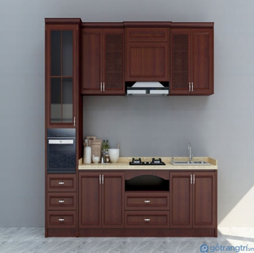 Tủ bếp laminate màu nâu- Ảnh: Internet Tủ bếp laminate màu nâu- Ảnh: Internet