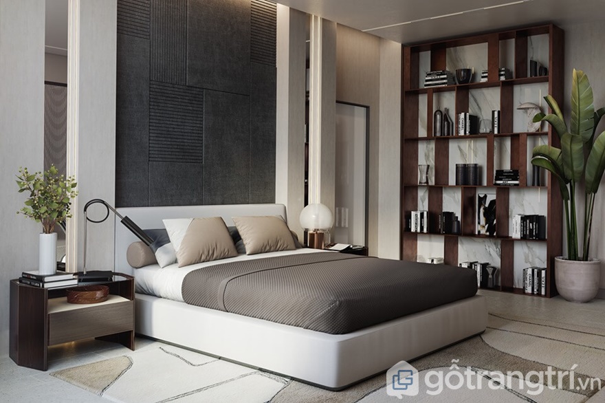 Phòng ngủ master thiết kế thoải mái, giản đơn