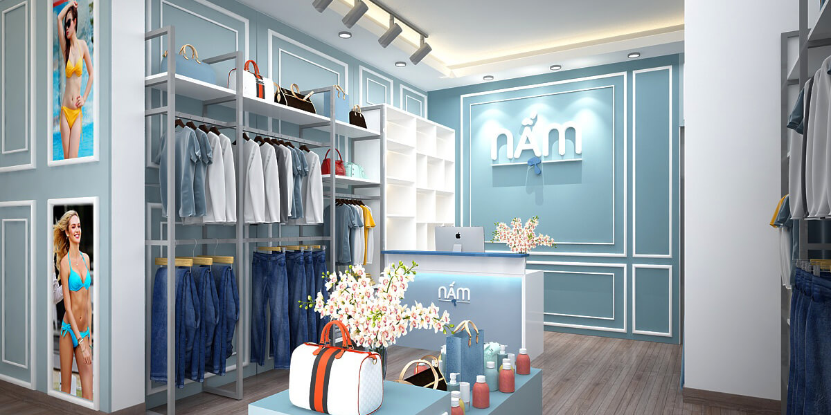 thiết kế shop quần áo 20m2