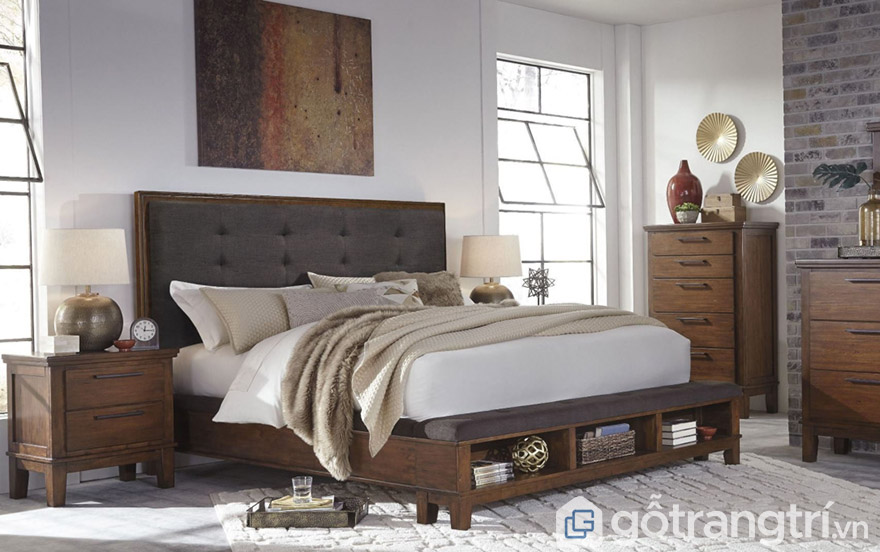 giường gỗ keo 1m8