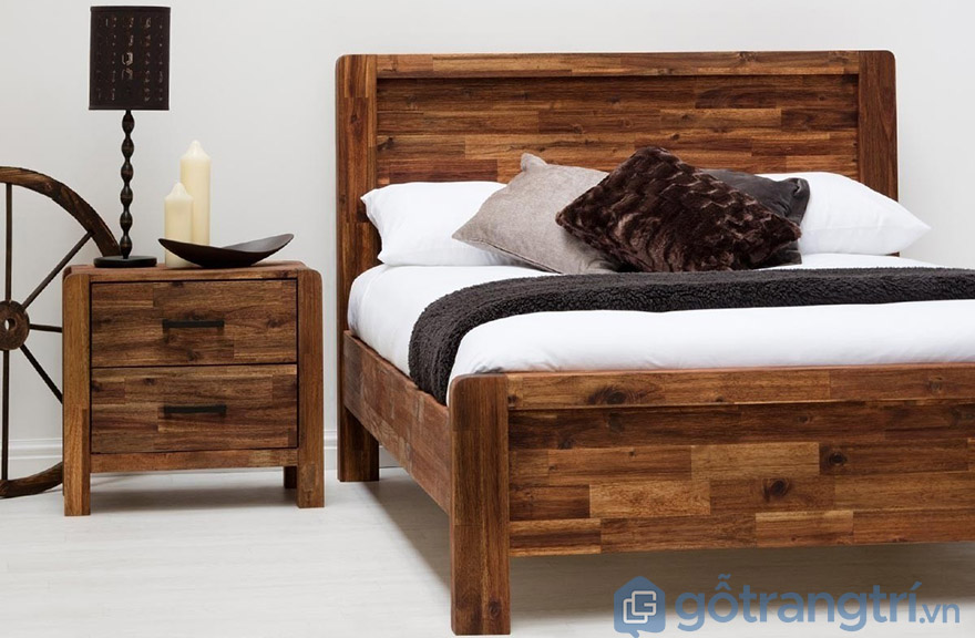 giường gỗ keo 1m8