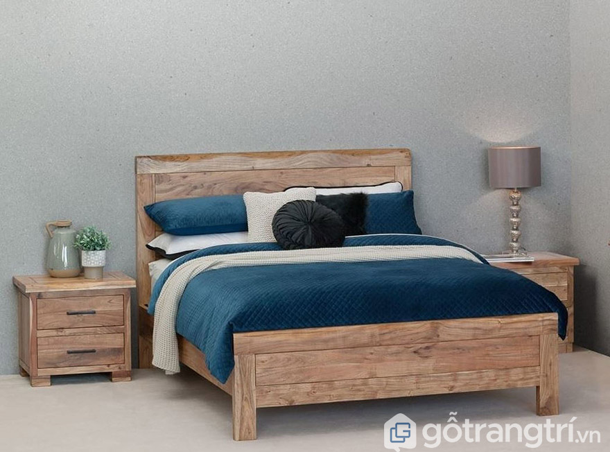 giường gỗ keo 1m8
