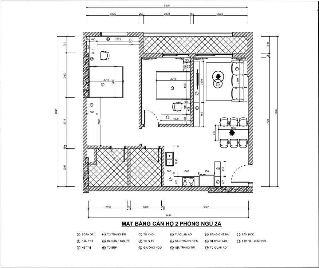 Nội thất chung cư 2 phòng ngủ