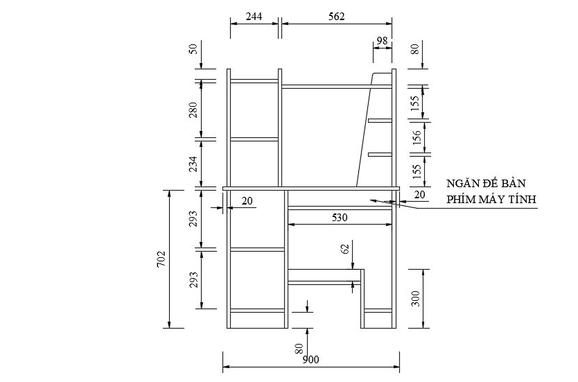 Bàn liền giá sách đa năng thiết kế đẹp GHS-4980