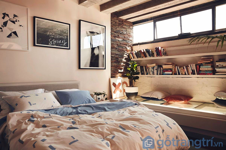 Thiết kế giá sách trong phòng ngủ