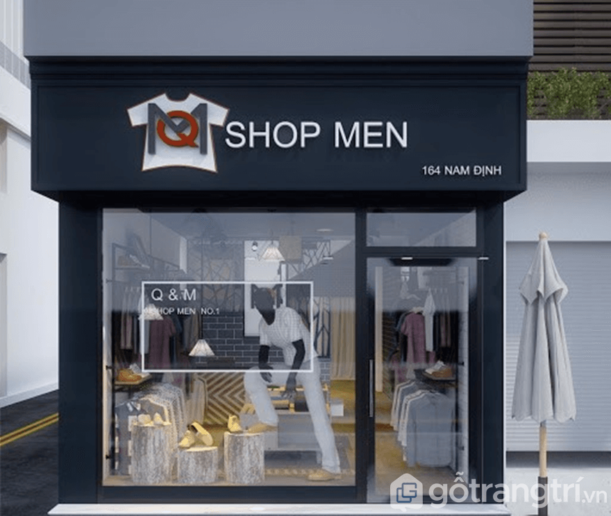 Thiết kế shop quần áo nam với gương hoặc kính