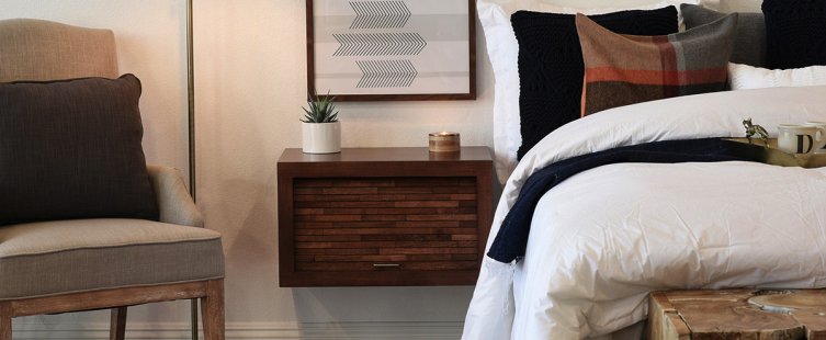 Tủ đầu giường gỗ óc chó thiết kế hiện đại