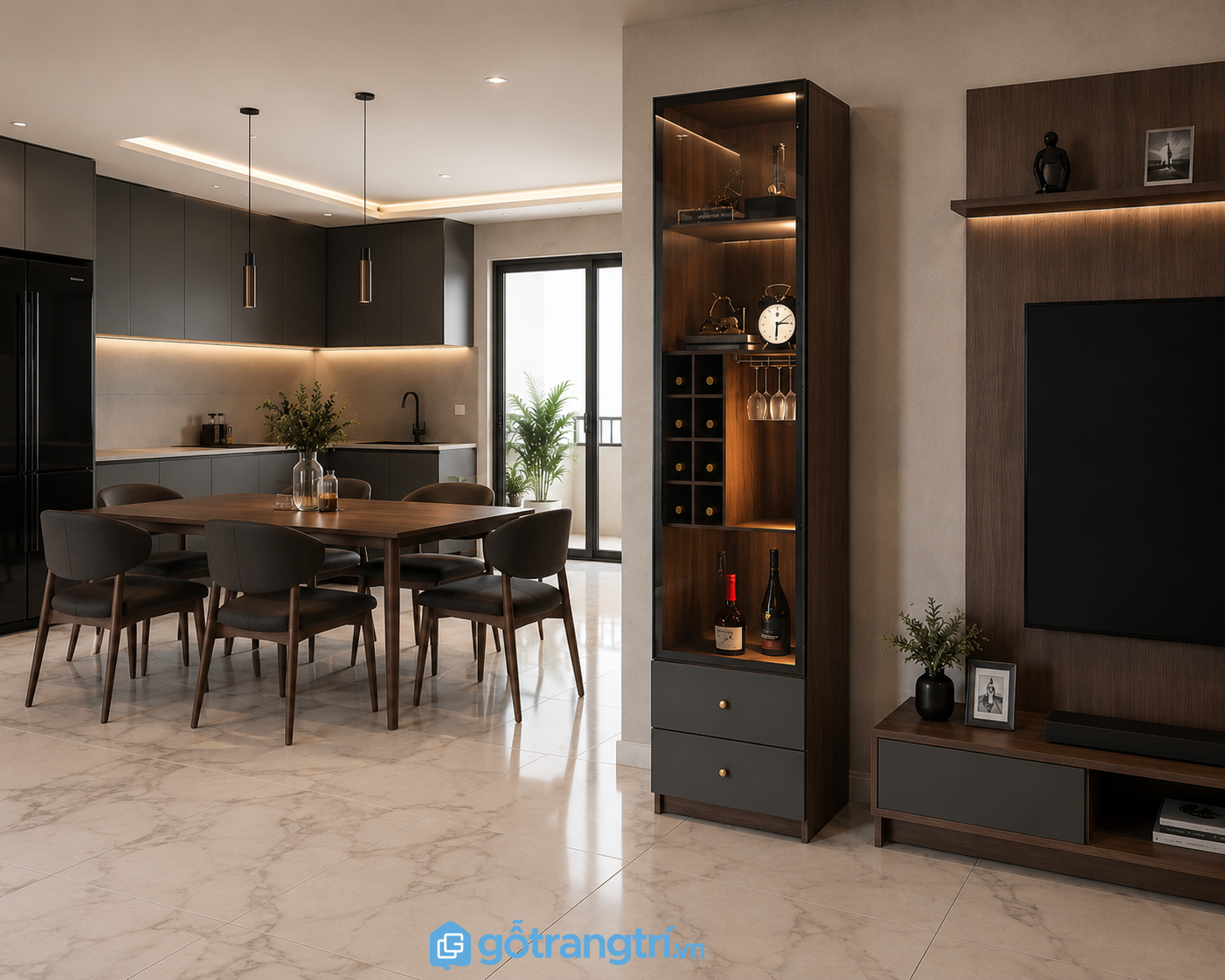 Tủ rượu gỗ MDF kiểu dáng nhỏ gọn GHS-51002