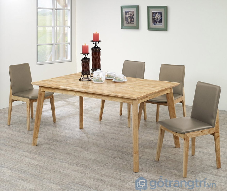bộ bàn ăn 4 ghế gỗ cao su