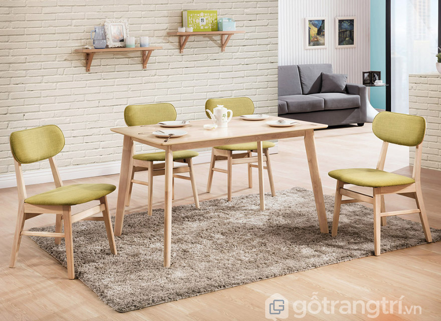 bộ bàn ăn 4 ghế gỗ cao su