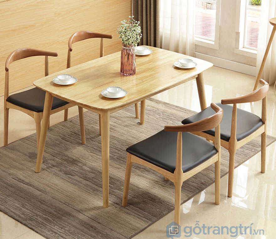 bộ bàn ăn 4 ghế gỗ cao su