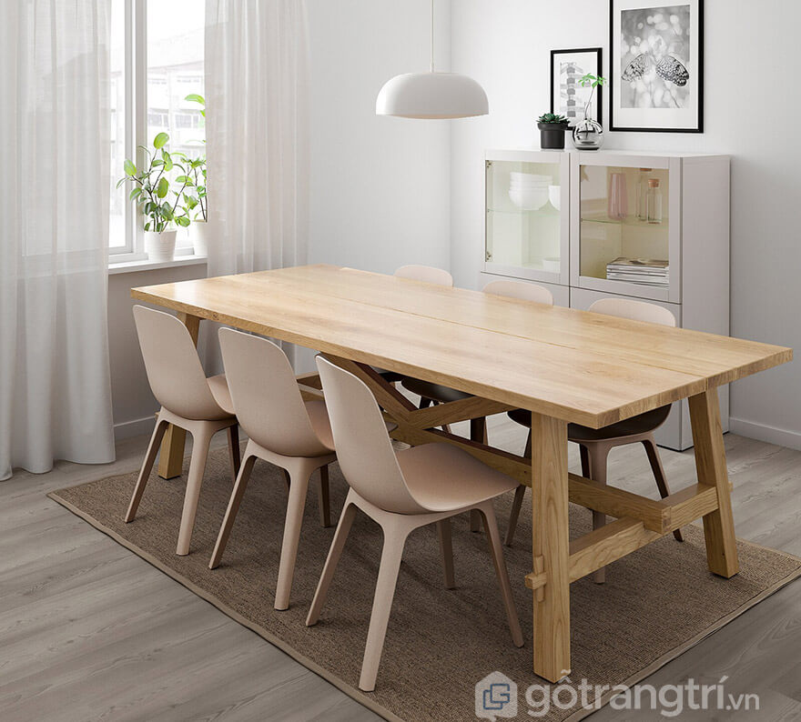 bàn ăn gỗ sồi Nga 6 ghế