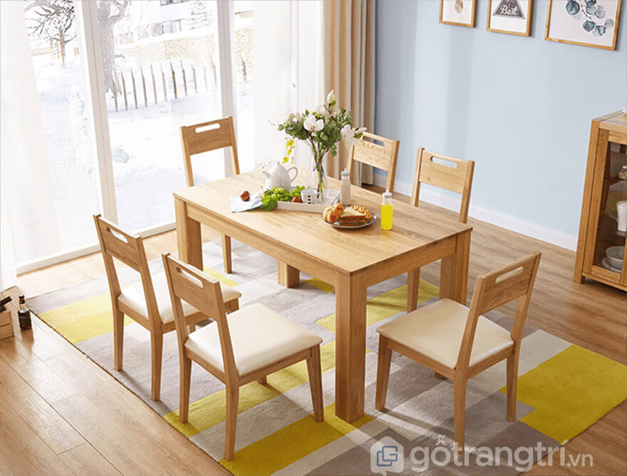 bộ bàn ăn 8 ghế gỗ sồi nga