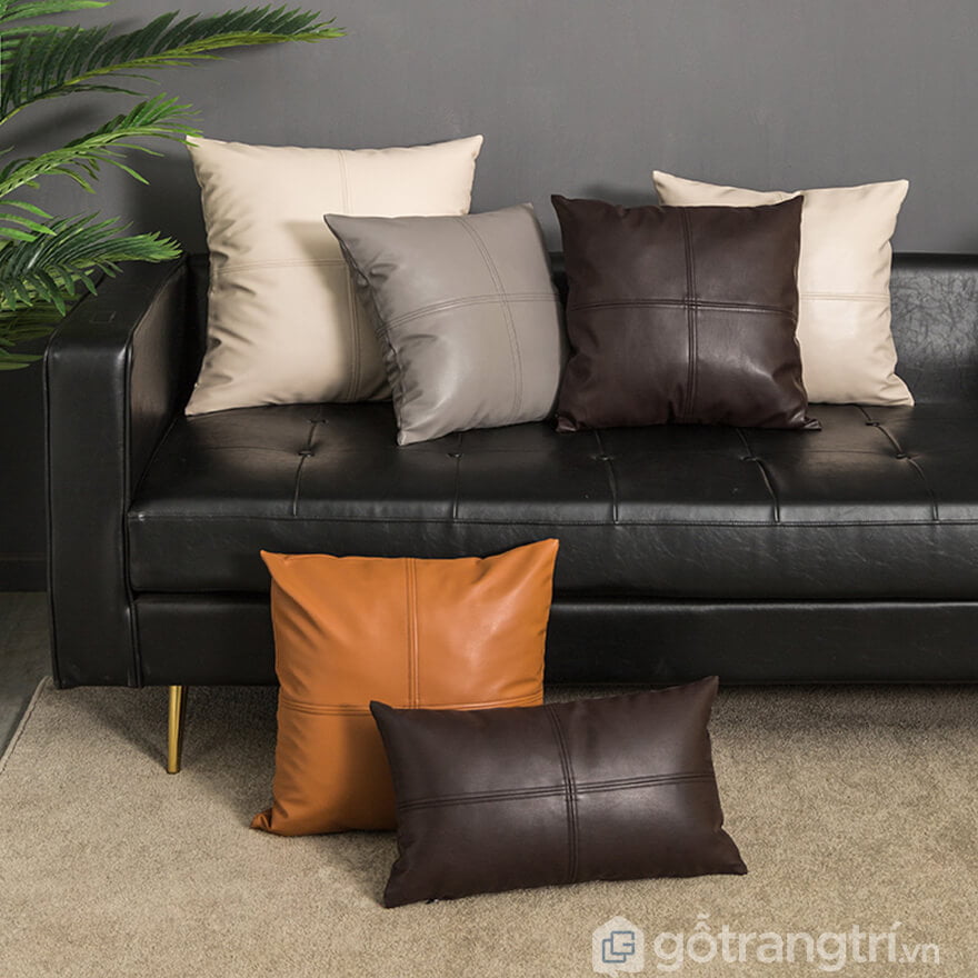 Gối sofa da cao cấp cho không gian phòng khách sang trọng