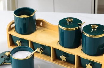 hũ đựng gia vị bằng sứ