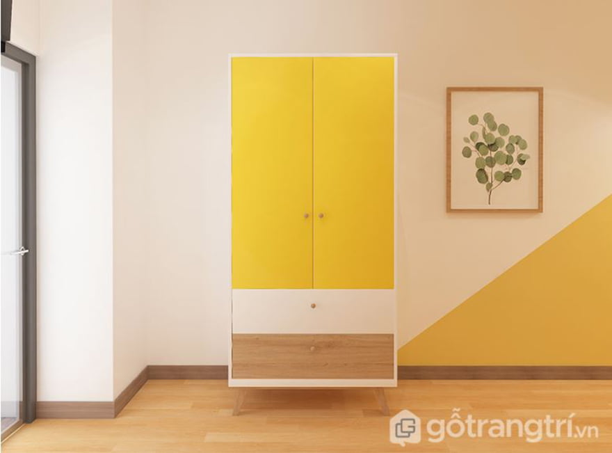 Tủ quần áo bằng gỗ cho bé thiết kế đơn giản