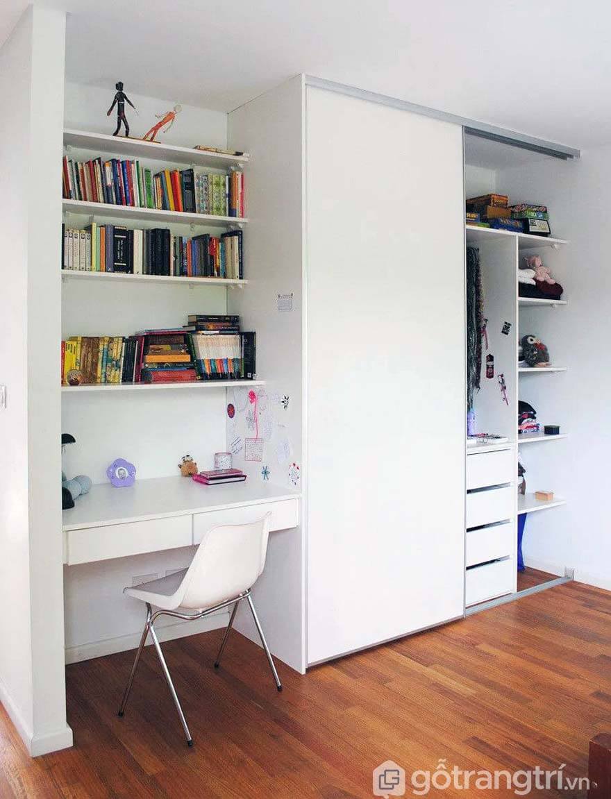 Bàn học liền tủ quần áo