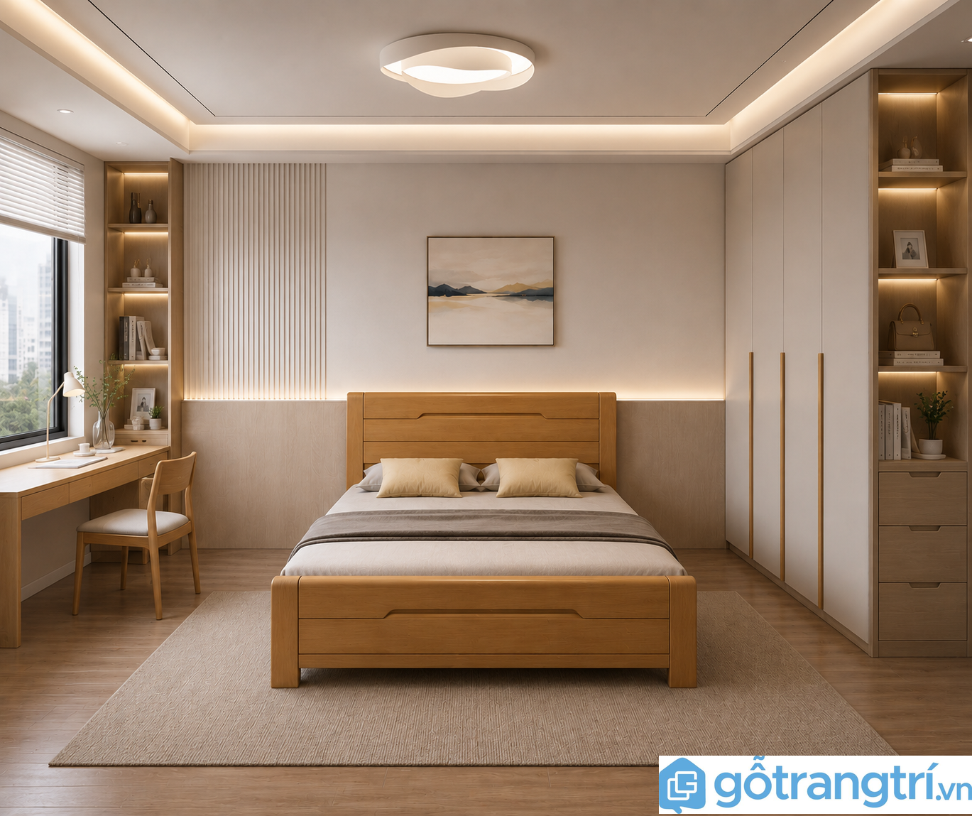 Giường ngủ gia đình bằng gỗ thiết kế sang trọng GHS-9186